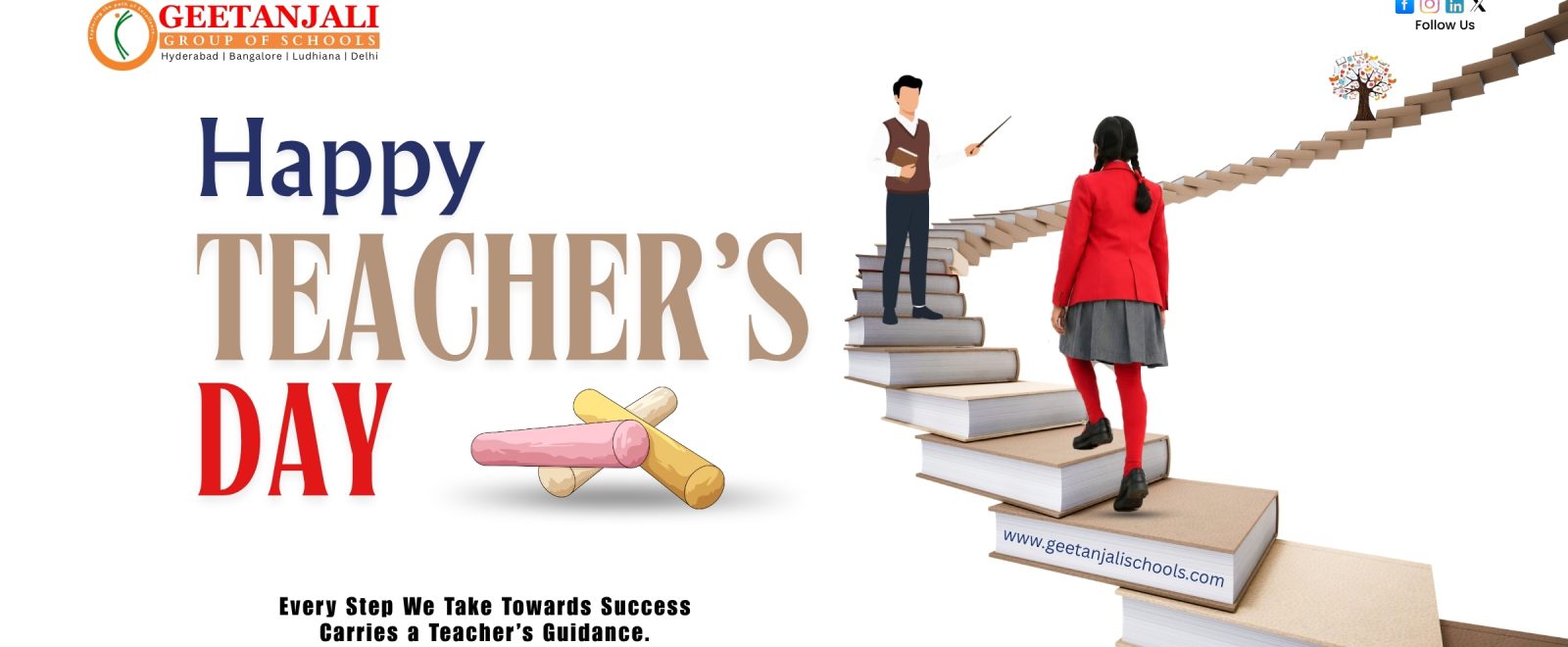 Students honouring teachers during Teachers' Day 2026 at Geetanjali Global School, Hyderabad